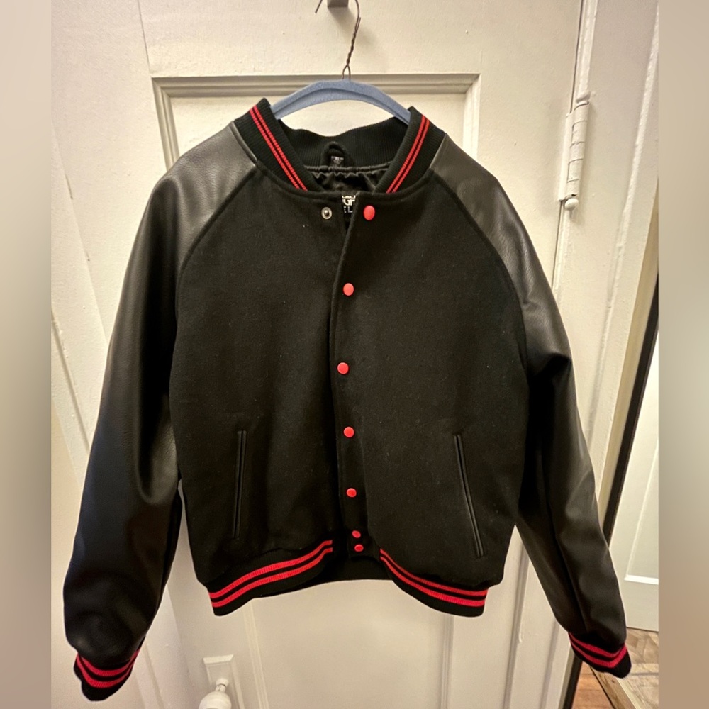 STRAIGHT TO HELL WOOL & LEATHER VARSITY JACKET